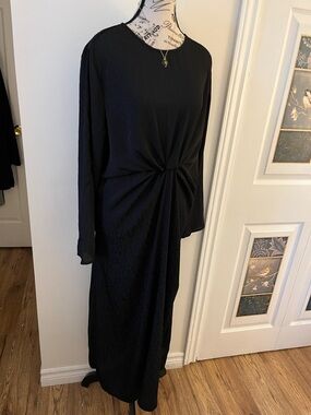 H&M Black Long Sleeve Twist-Front Maxi Dress